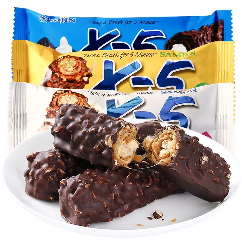 36g Original Banana Flavor Energy Bar Five Layer Sandwich with Sweet Peanut Crunch Solid Compound Chocolate with Nuts