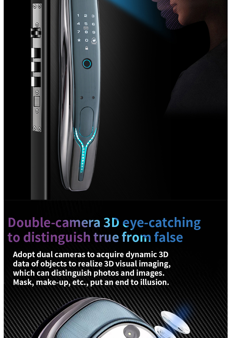 High-value face recognition intelligent door lock with multiple unlocking methods fingerprint applet password key digital lock