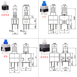 YIDI PCB mikro minyatür 6 Pin mandallama anlık 5.8x5.8 7x7 8x8 dokunsal Tact Push Button on off anahtarı kapaklı kendinden kilitleme - Product Image 6