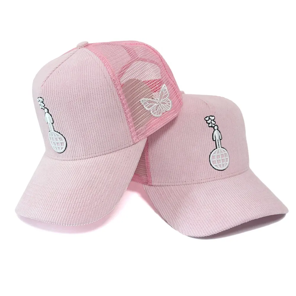 OEM Custom Factory fornitore puff ricamo logo outdoor uomo donna ragazze colore rosa berretto da baseball A frame caps