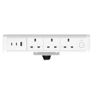 เต้ารับไฟฟ้า PD 65W แบบ C 15A clampon desktope เฟอร์นิเจอร์สีขาวมาตรฐาน UK ถอดได้ - Product Image 2