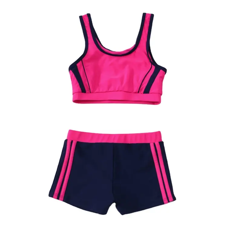 Fitness Swimwear Crop Top And Shorts Baby Girls Designer Bathing Suits Kids Bikini Beach Sporty Active Two-piece Swimsuit