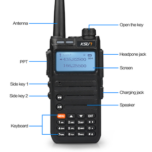 KSUN-Dispositivo de comunicación por radio de 2 vías TFSI, sistema de intercomunicación inalámbrico de 8W, portátil, UHF, VHF, banda dual, walkie talkie