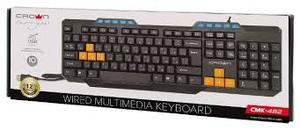 Crown Micro RGB Teclado Multimedia con Cable de 104 Teclas, Varios Idiomas, Negro, Naranja y Azul, Teclas