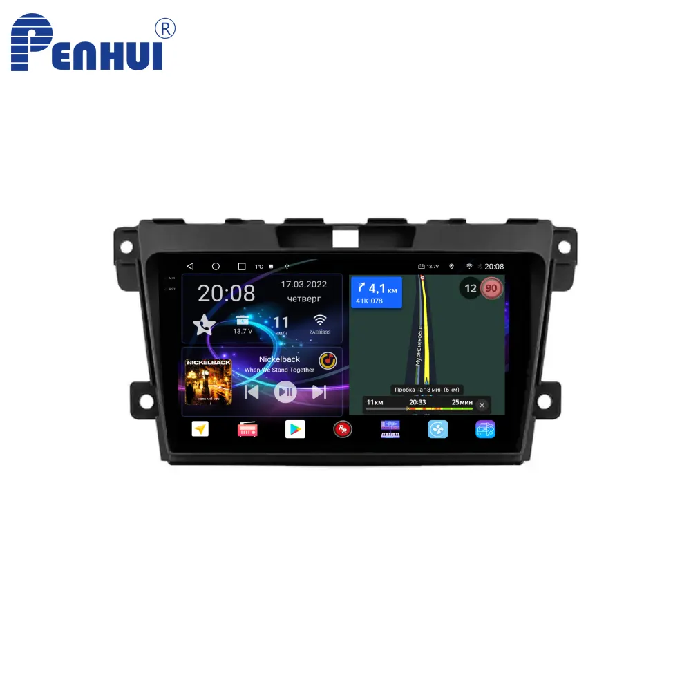 مشغل أقراص DVD للسيارة يدعم Android من Penhui للسيارة Mazda CX7 CX-7 CX 7 ER 2009-2012 راديو ونظام تحديد المواقع والملاحة مشغل صوت وفيديو ووسائط متعددة 2