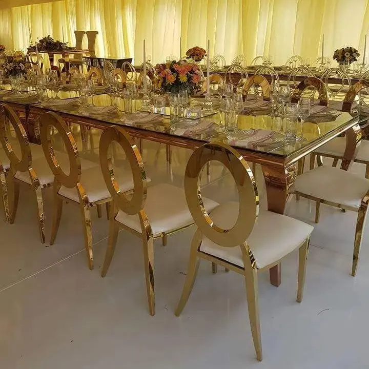 Banquete de hotel espelho de vidro, conjunto de cadeiras para casamento e móveis