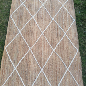 Jüt koşucu dikdörtgen örgülü doğal el yapımı halı Modern bak kilim Zigzag desen tasarımı ile doğal elyaf kilim toplu ürün - Product Image 2