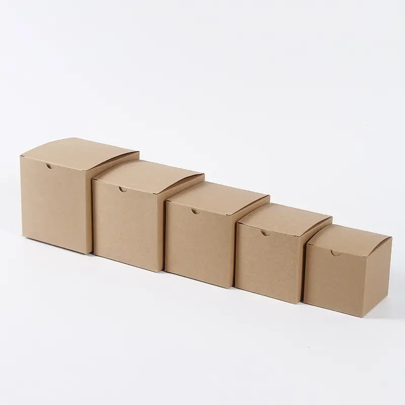 Caja de embalaje para productos de negocios, embalaje de papel Kraft marrón cuadrado, 350 gsm, venta al por mayor