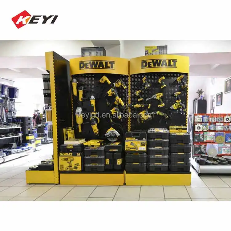 Kunden spezifischer Hochleistungs-Baumarkt boden Metall Peg board Display/Elektro werkzeug Display Stand