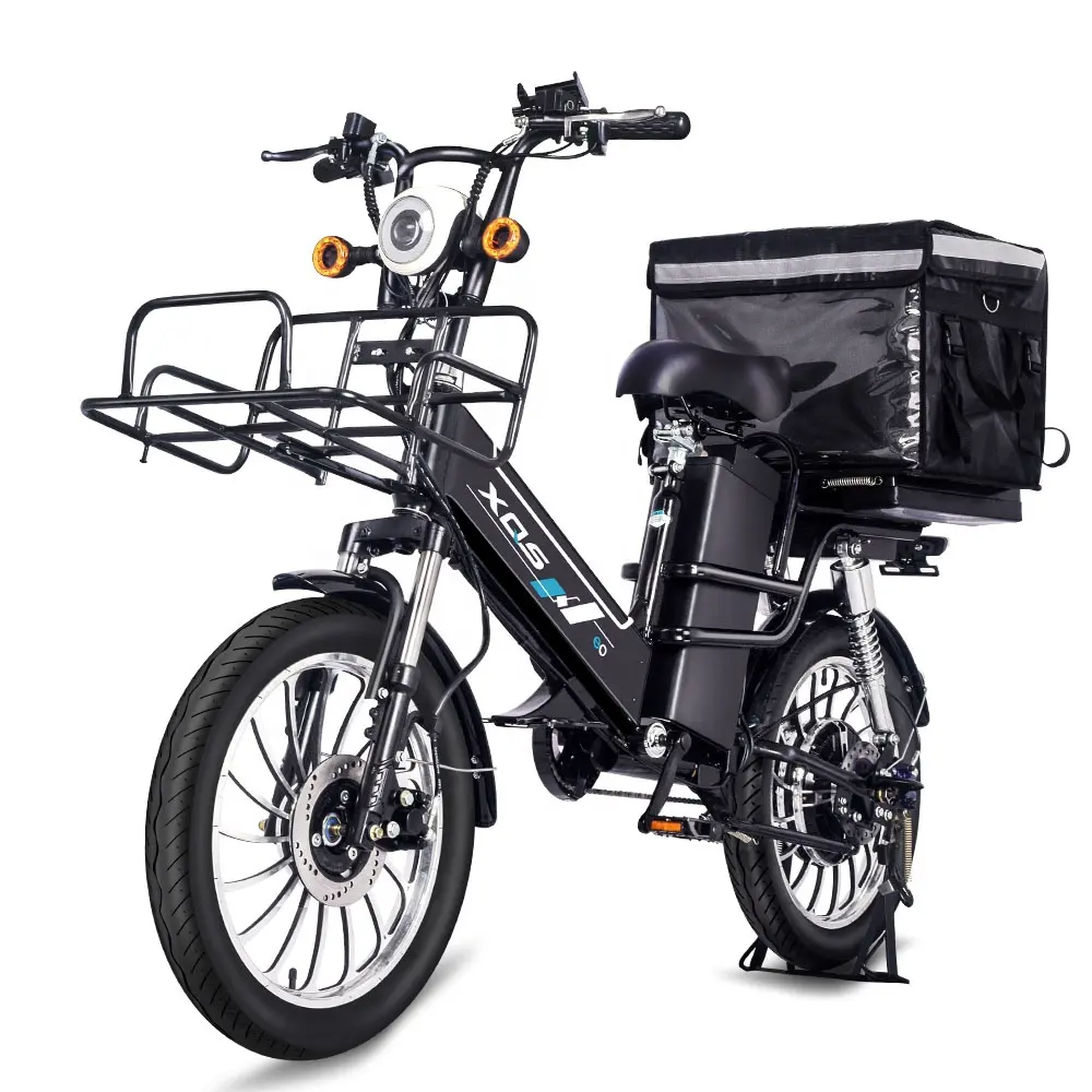 Delivery bike 12+30ah/48v double lithium batteries 350w motor disc brakes hydraulic suspension front fork electric food bike