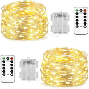 13キーで防水リモートコントロールフェアリーライトバッテリー式8モードタイマーストリング銅線LEDストリングライト - Product Image 1