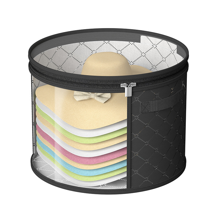 Black round hat storage bag