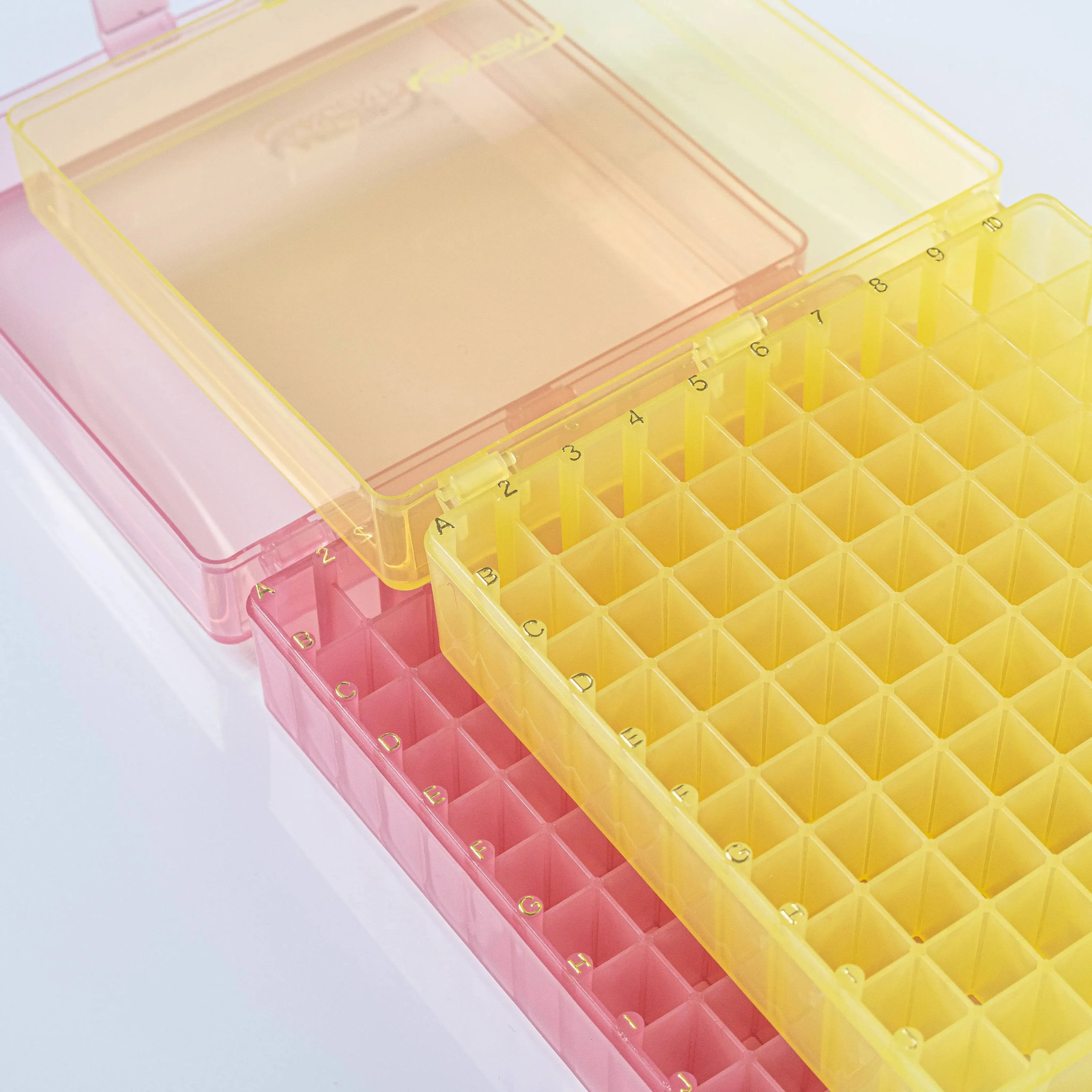 Contenedores de congelación de laboratorio AMNGENT, colores surtidos para microtubo y vial criogénico, cajas de almacenamiento de 100 pocillos