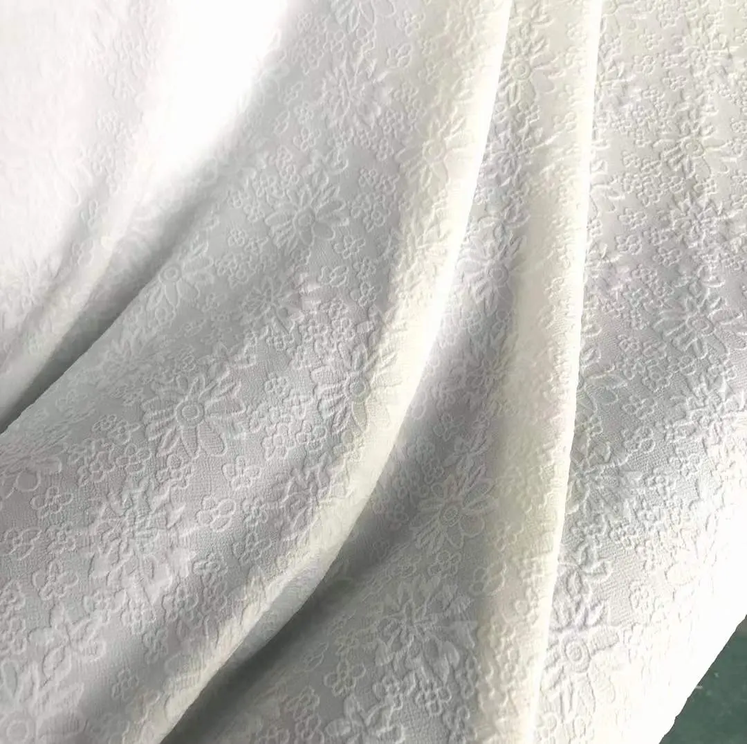 4 Cara Peregangan 3D Dimensi Bunga Matahari Pola Timbul Desain Polyester Gelembung Jacquard Kain Cetak untuk Wanita Gaun Tas
