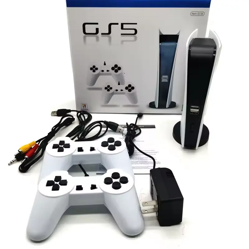 新しいGS5TVゲームコンソール8ビットゲームボックス、200クラシックAV出力GS5レトロビデオミニゲームステーション、デュアルワイヤードコントローラー付き