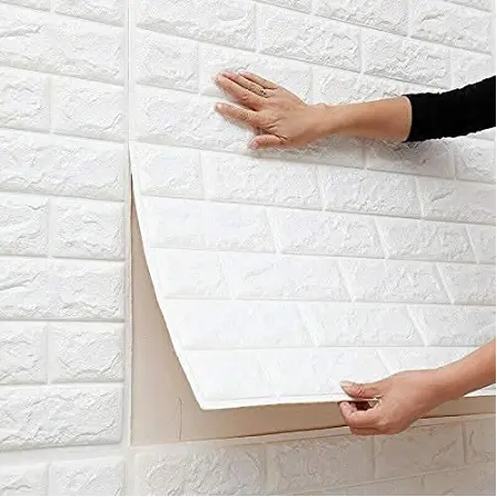 Wallpaper Dinding 3D Anti Air, Panel Dinding Kupas dan Tempel dengan Perekat 30X28 Inci, Wallpaper Busa PE Tahan Air/Pelapis Dinding