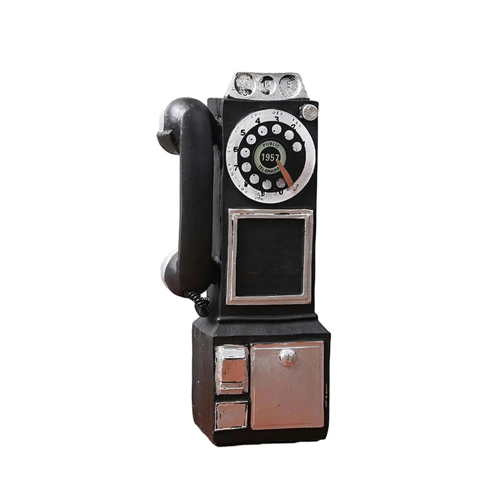 Modelo de teléfono vintage, accesorios de teléfono fijo antiguos negros, decoración de pared de resina antigua