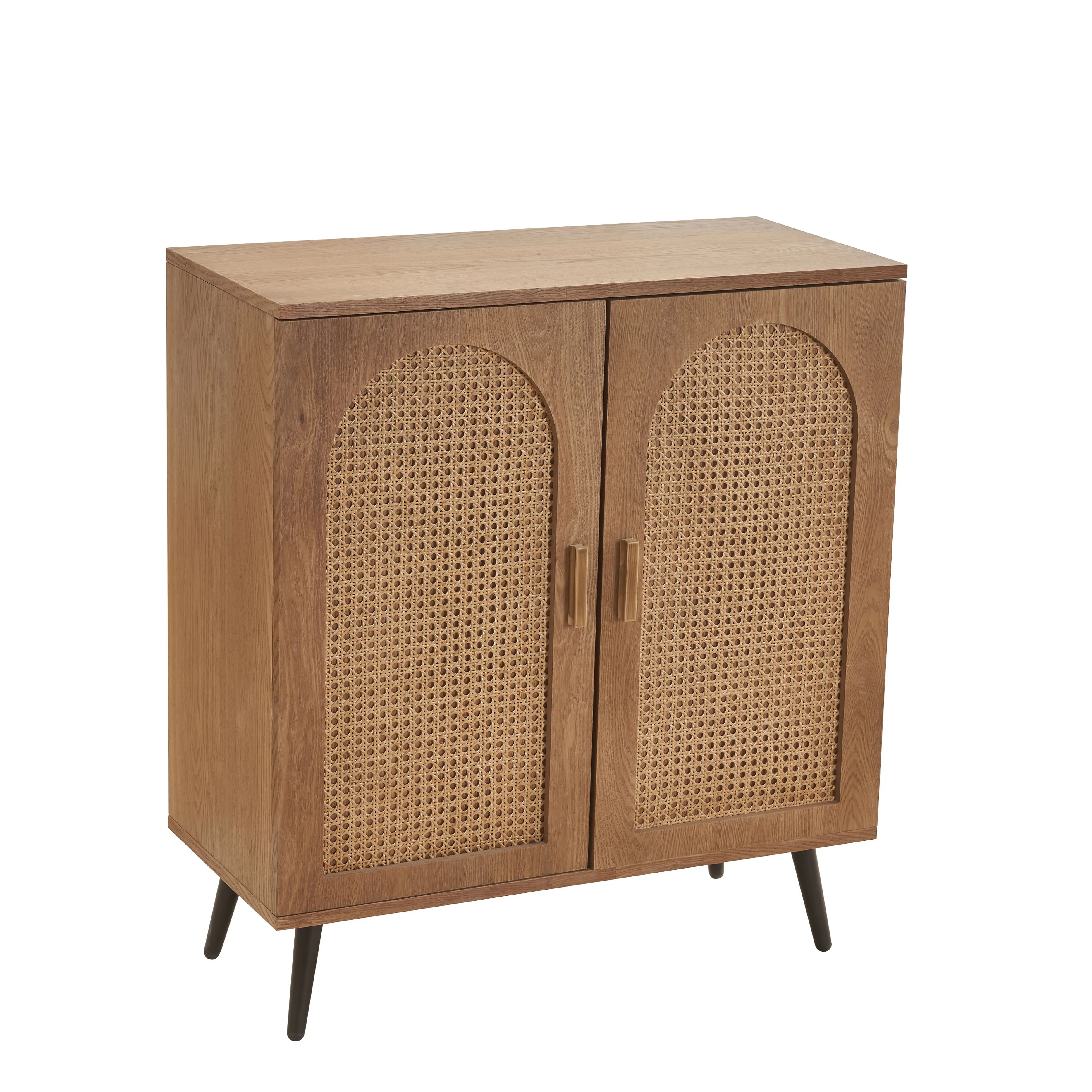 Kitchen solid wood tableware cabinet, living room, rattan woven lockers with adjustable shelves