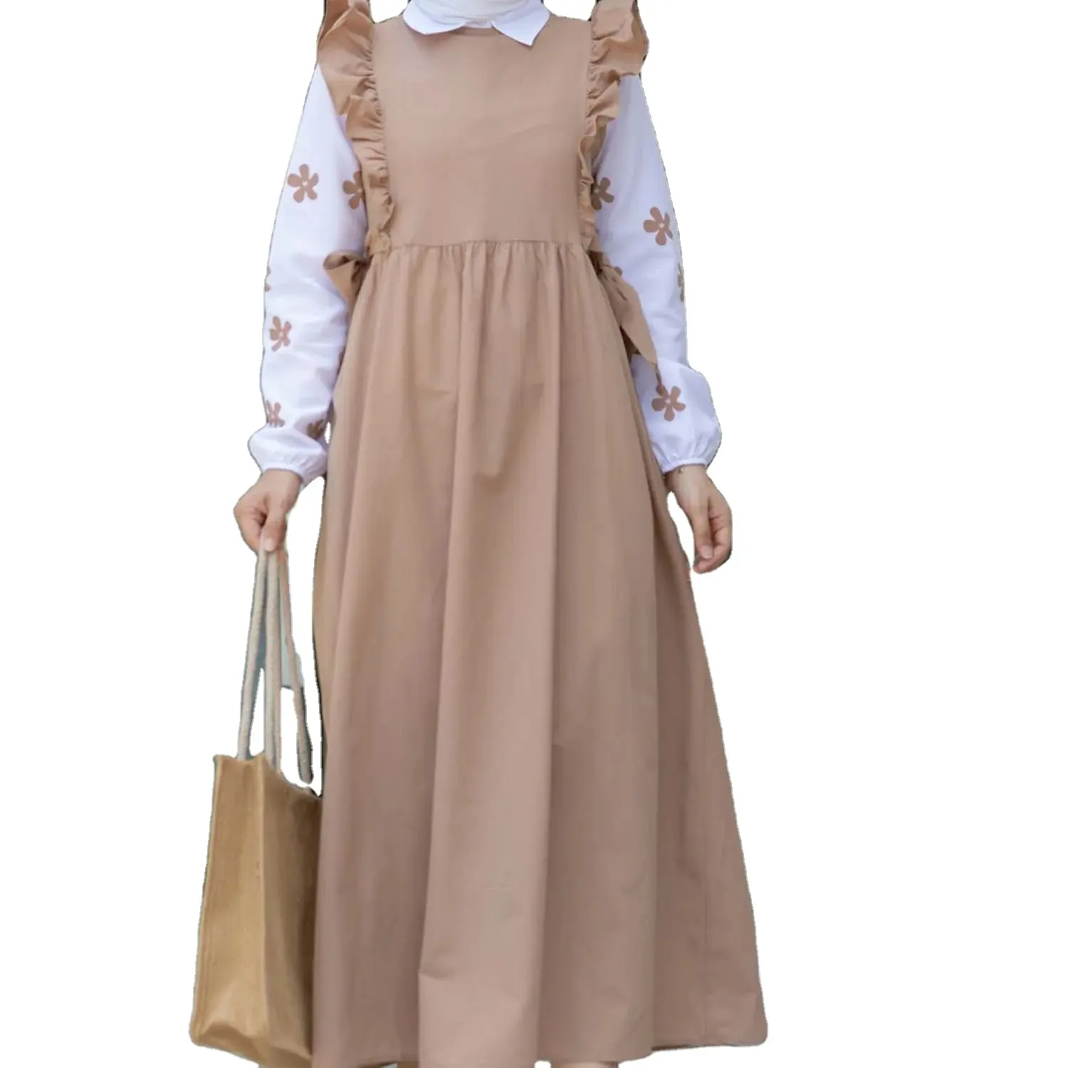 Combinaison chemise et robe beige Robe élégante et confortable Convient pour un usage quotidien Tissu Tericotone