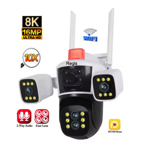 8K 16MP 4 lens 3-Screen 10X optik Zoom IP cctv gözetim kamera wifi renk gece görüş İnsan algılama ağ kamerası - Product Image 2