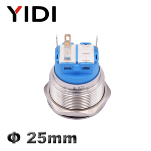 YIDI 25mm Elektrischer Ein-Aus-LED-Druckknopf schalter SPDT DPDT 12/24/220V IP65 Moment verriegelung Metall druckknopf 1 NO1NC 2 NO2NC - Product Image 4