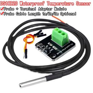Kit de módulo de Sensor de temperatura DS18B20 impermeable 100CM Cable de Sensor Digital adaptador de Terminal de sonda de acero inoxidable para Arduino