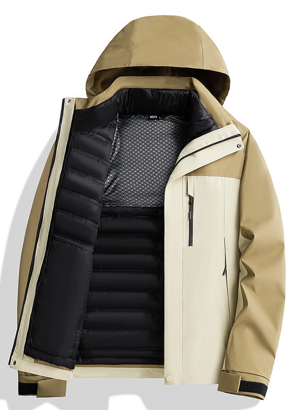 Chaqueta de plumas para hombre, estilo moderno, color marrón claro moca.