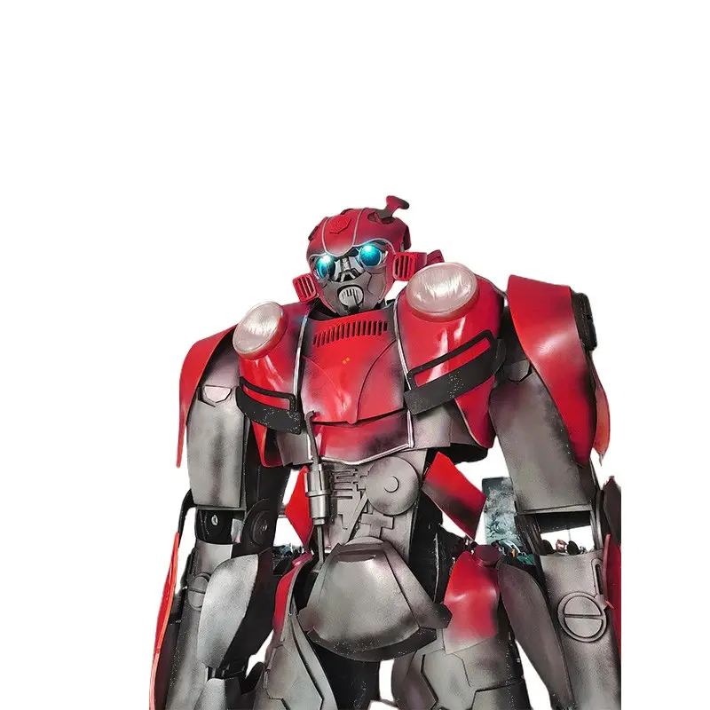 2023 diperbarui pabrik 1.6m-2.7m tinggi tubuh bumble bee bat man disesuaikan kostum robot logo led kostum robot