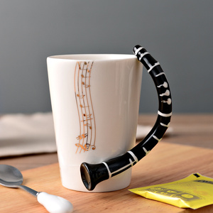 Klarnet müzik tasarım sevimli fincan kahve seramik bardak - Product Image 3