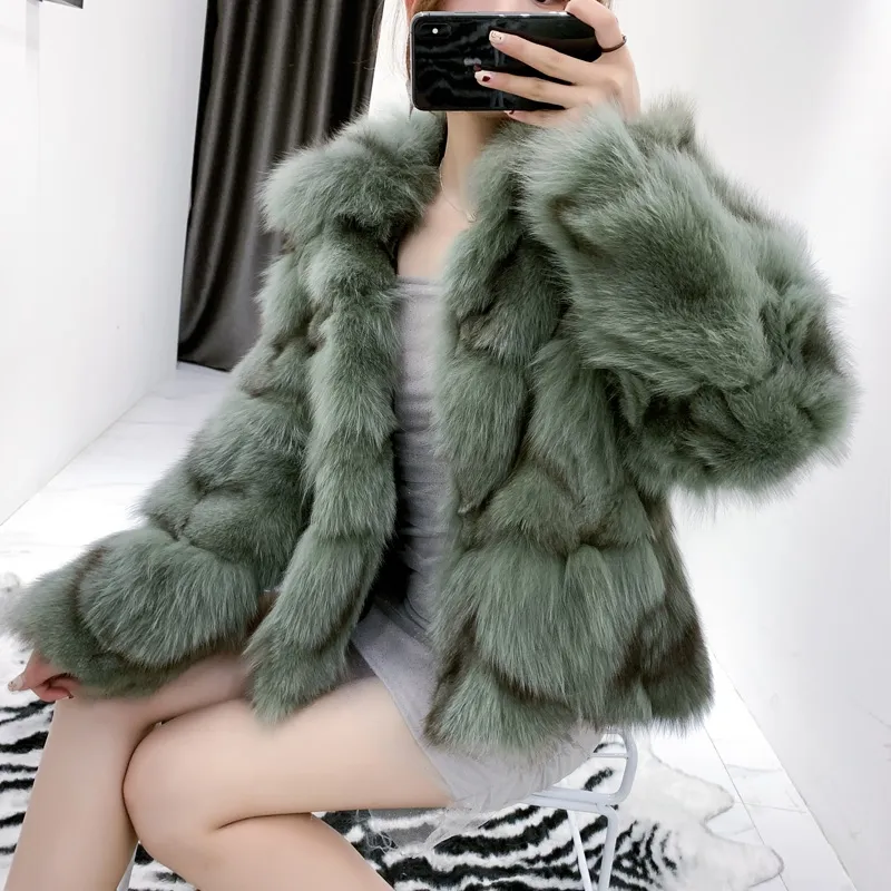 Manteau en fourrure de renard véritable pour femme, nouvelle collection CX-G-A-269A