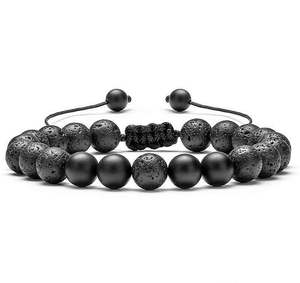 Lava Rock 7 Chakrasエッセンシャルオイルディフューザー男性宝石ブレスレットカラフルなすべての天然織りブレスレットメーカーデザイン