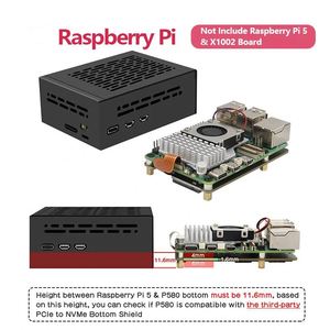 Carcasa metálica P580 para placa Raspberry Pi 5 y X1002