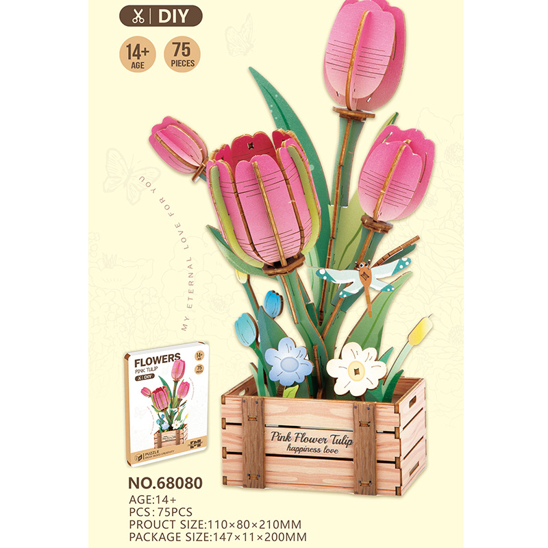 68080 - Puzzle 3D de madera - Serie Flores