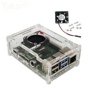 Raspberry Pi 4B proteger Shell Raspberry Pi Placa de desarrollo chasis acrílico transparente placa base disipador de calor funda protectora ventilador