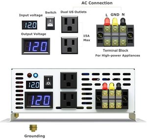 Inversor de painel solar, <span class=keywords><strong>24v</strong></span> dc para 220v ac 12v/24/48v a 120v/230v/240v conversor de onda senoidal pura inversor potência 2000w
