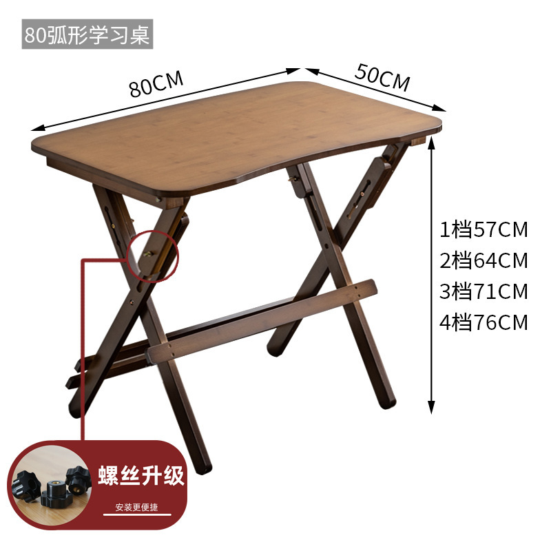 Escritorio de estudio curvo marrón de 80 cm (sin cajones)