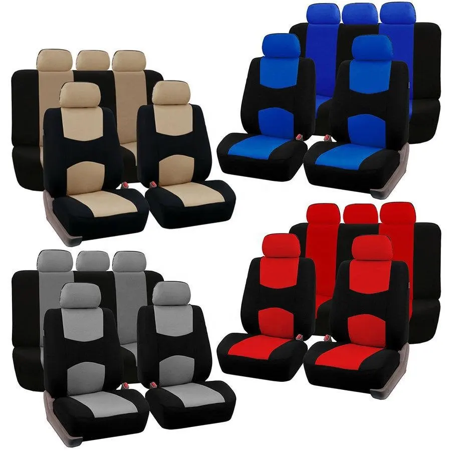 Customized Polyester Breathable seat cover for car interor accessories black and red universal car seat covers full set luxury