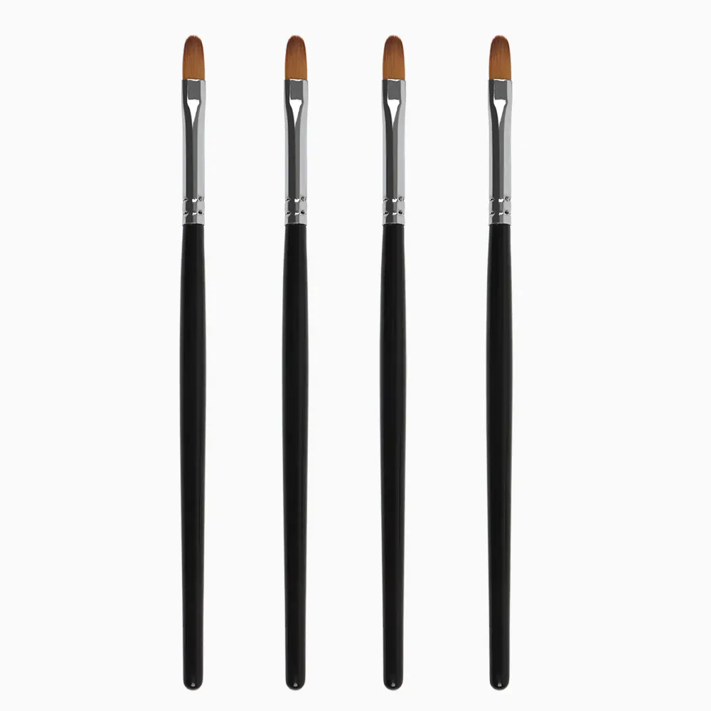 ANGNYA – ensemble de pinceaux à ongles Gel UV, logo personnalisé, poignée en bois noir