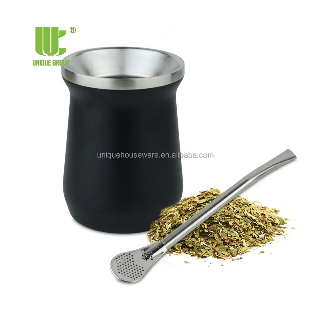 Juego de tazas térmicas de Yerba de acero inoxidable, doble pared, Argentina, 8oz, Mate