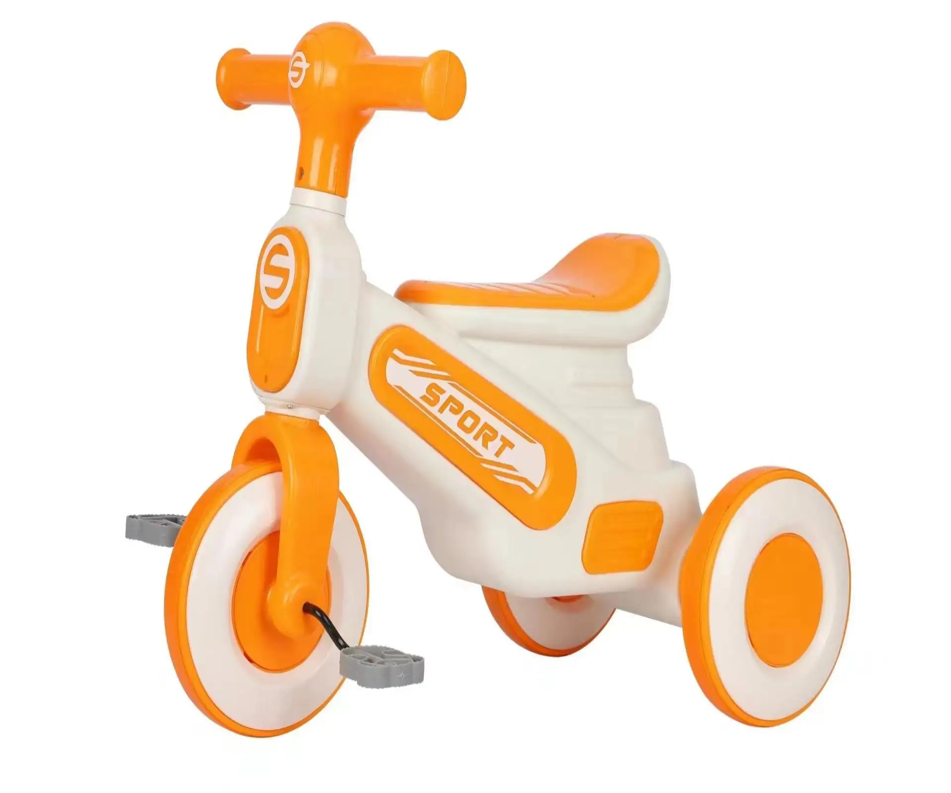 Ucuz çocuk triportörü itme kolu ile/bebek trike ile müzik ve ışık/çocuklar için metal üç tekerlekli bisiklet satış