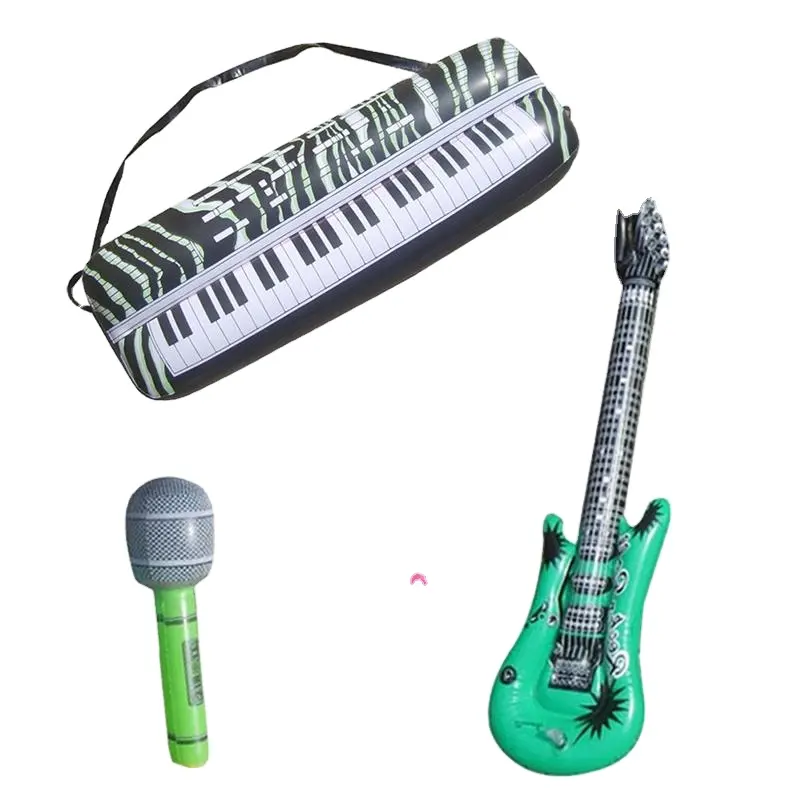 Teclado musical inflável para guitarra, instrumento de simulação para crianças, presente de festa infantil, conjunto de brinquedos para crianças, 16 peças