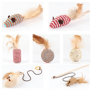 Dayanıklı naylon simülasyon fare Bite dayanıklı Catnip ile komik sopa kedi tüy oyuncak-Infused Sisal malzeme kedi Teaser - Product Image 4