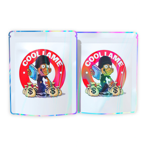 סרטים שקיות mylar 3.5 גרם/7 גרם אישית ריח שטוח מותאם אישית זיפלוק אריזת פלסטיק מודפס לעמוד כיס הולוגרפי