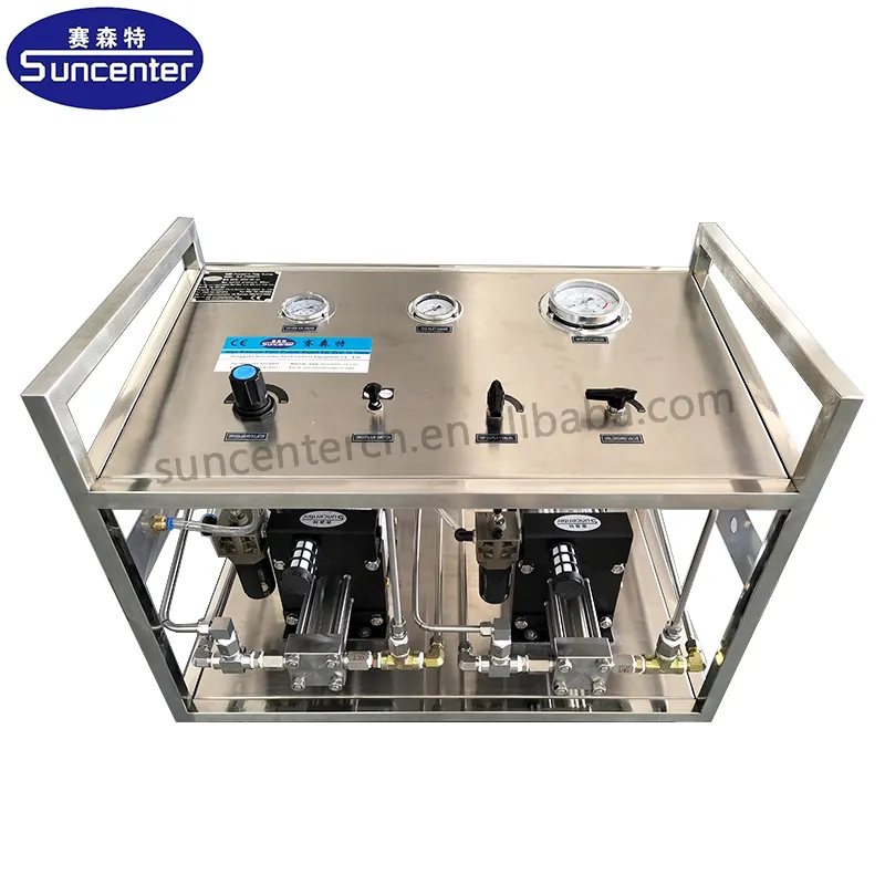 Hogedruk Hydrostatische Druk Test Lucht Aangedreven Co2 Vloeibare Pomp Hydraulisch Booster Systeem