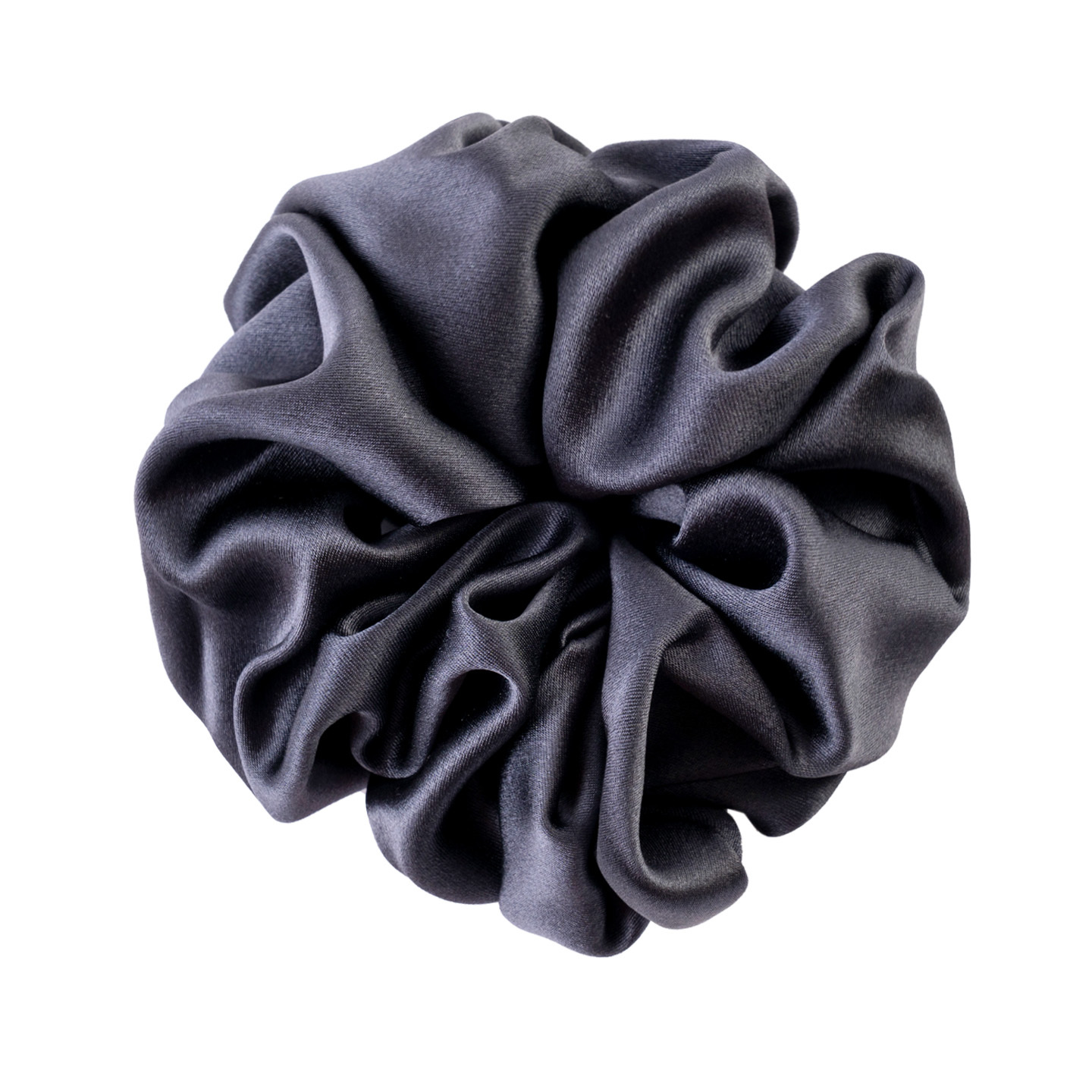 Élastique à cheveux en soie gris foncé - 4 cm