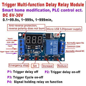 DC 6V~30V Multifunktion Trigger-Verzögerungs-Zeitmodul Schaltersteuerung Relais Zyklus Timer Ziffern-LED-Anzeige Micro-USB 5V - Product Image 4