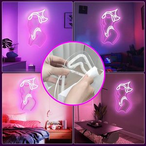 Ipixel USB Powered Lady Neon Signs for Wall Decor Pink White LED <strong>Light</strong> Sign for Preppy Room Decor <strong>Light</strong> up Sign - Product Image 3