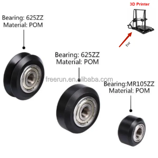 Roulements pour imprimante 3D, haute précision, double roue V, côté en V, ornés de roulement MR105ZZ 625ZZ