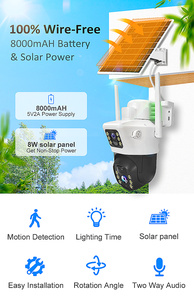 Cámara de seguridad de doble lente con energía Solar de 1080p y 4mp, cámara de red WiFi PIR de visión nocturna para uso en exteriores, tarjeta de memoria con Sensor CMOS - Product Image 3