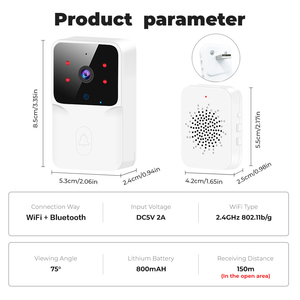 Timbre de Audio inalámbrico WiFi Tuya con visión nocturna IR Seguridad para el hogar inteligente Monitor de cámara HD Sistema de intercomunicación bidireccional